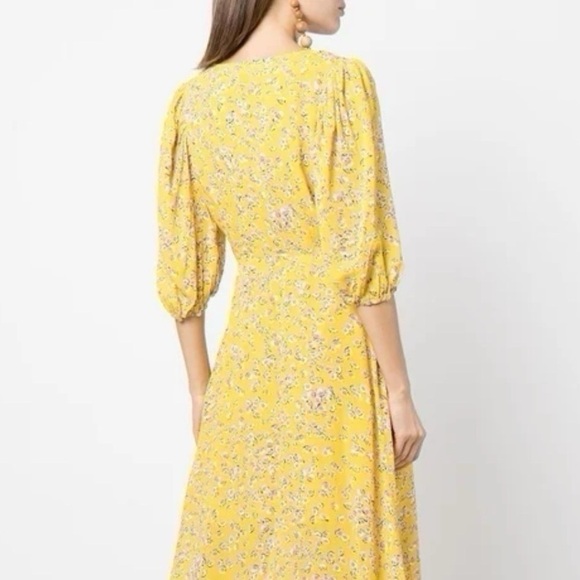 NEW Nicholas Danielle Yellow Floral Print Lace Up Mini Dress Size 4 - Picture 4 of 8